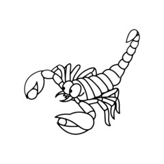 Scorpion cartoon illustration isolated on white background for children color book