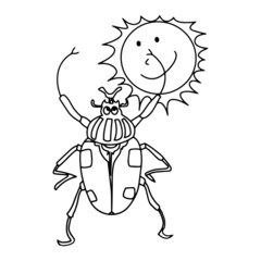 Bug cartoon illustration isolated on white background for children color book