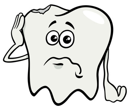 recommend clip art: sad tooth cartoon character with cavity