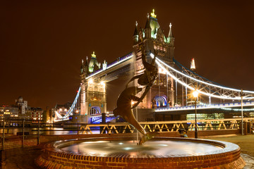 Obraz premium Tower Bridge Fountain at Night