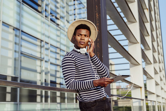 Relaxed man listening to music