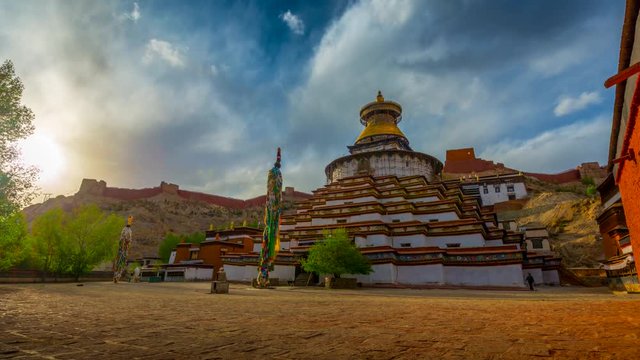 4k Timelapse Moving Cloud of Palcho Monastery in Gyantse, Tibet, China