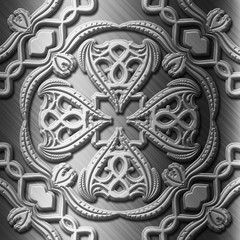 3D floral metal plate background