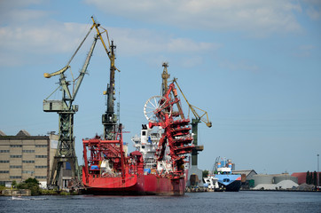 Port machines in Gdansk, Baltic Sea, Poland