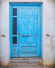 Greek island, colorful blue house door