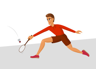 badminton player, cartoon illustration
