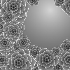 Beautiful black and white rose flower background. EPS10 vector.