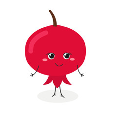 Vector illustration of cute cartoon pomegranate isolated on white