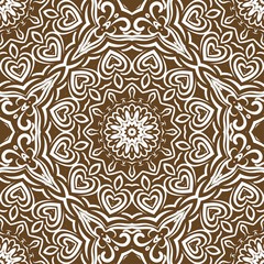 vector illustration. pattern with floral mandala, decorative border. design for print fabric, bandana