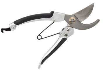 Professional garden secateur, pruner, scissors, isolated on white background