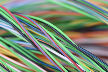 Closeup of cable in electrical wiring systems