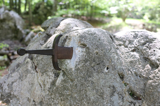 Excalibur sword in the stone