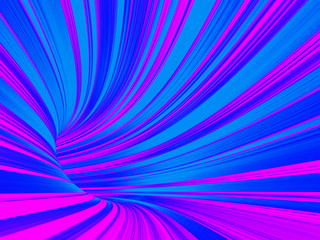 Bent colorful tunnel, 3d render illustration