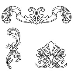 Fototapeta premium Vintage baroque ornament, corner. Retro pattern antique style acanthus. Decorative design element filigree calligraphy vector. - stock vector