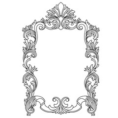 Obraz premium Vintage border frame engraving with retro ornament pattern in antique baroque style decorative design. Vector