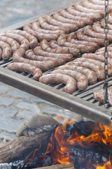 Bratwurst grilled using a medieval method in Rothenburg ob der Tauber