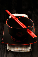 Chopsticks and bowl