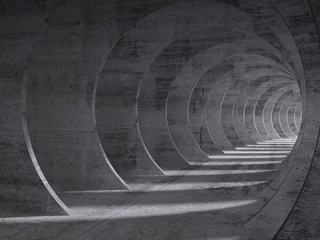 Deurstickers Betonnen tunnelinterieur met perspectiefeffect © evannovostro