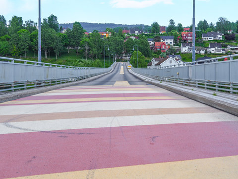 Colorful road over bridge in Lillehammer, Norway