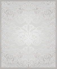 vintage vertical background in pearl white with gold,with classic Baroque pattern, Rococo with darkened edges, wedding background(card, invitation, banner)