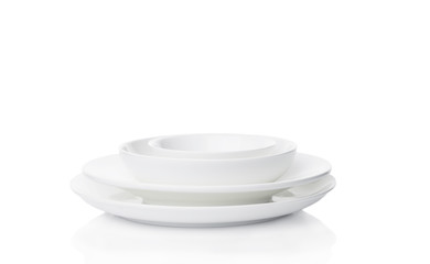 White dishes for dishes isolated on white background