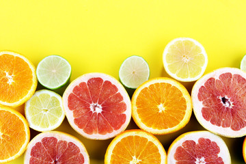 Fototapeta na wymiar Citrus fruits with orange, lemon, grapefruit and lime