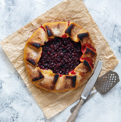 Berry pie free form (Galette) with cranberries.