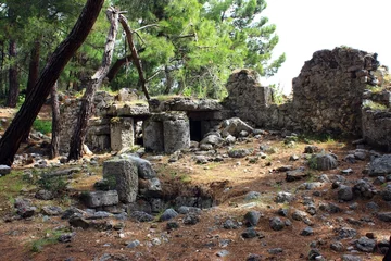 Photo sur Plexiglas Rudnes Kemer, Turquie, mai 2017. Ruines de l& 39 ancienne ville de Phaselis. Ancien port maritime.