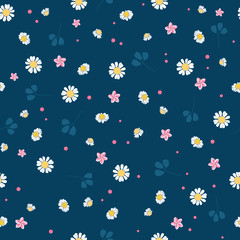 Lovely daisies ditsy vector seamless pattern design. Great for summer vintage fabric, scrapbooking, wallpaper, giftwrap. Suraface pattern design.