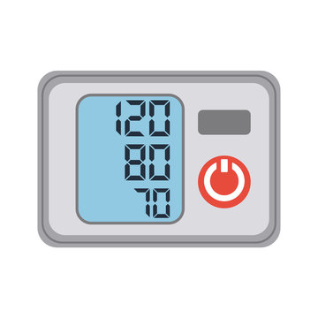 Blood pressure. Icon tonometer isolated on background. Measuring arterial blood pressure medical. Illustration of a flat design. Medical equipment.