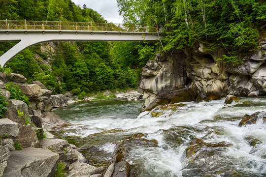 Probiy waterfall on the Prut River, in Yaremche, Carpathians, Ukraine