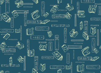 Outline Books Seamless Pattern Background