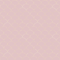 Mermaid fish scale wave japanese seamless pattern