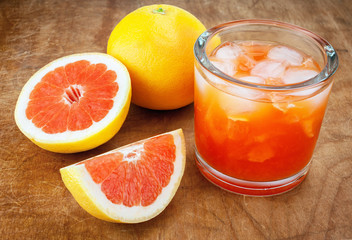 Fresh grapefruit on wooden  background