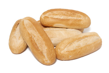 Traditional baguette on white background