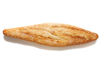 Traditional baguette on white background