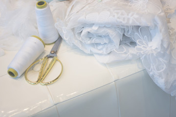 Bridal store dress shop window