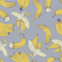 Bananas seamless pattern, vector