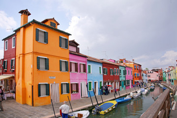 Fototapeta na wymiar BURANO, ITALY - APRIL 08, 2018: colorful houses in the island of Burano, may 08, 2010 in Burano, Venice, Italy