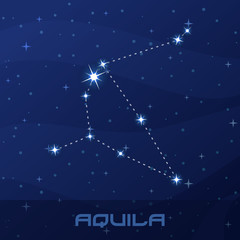 Constellation Aquila, Eagle, night star sky