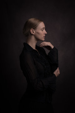 Studio profile of young woman