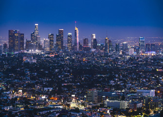 Fototapeta na wymiar los angeles,california,usa,-5-17-17: los angeles skyline at night.