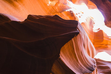- Beautiful  of sandstone formations in upper Antelope Canyon, Page, Arizona, USA
