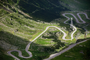Transfagarasan pass in summer. Crossing Carpathian mountains in Romania, one of the most spectacular mountain roads in the world