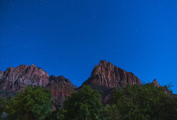  Zion national park at night with star,utah,usa.