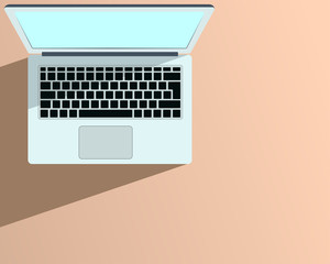 Fototapeta na wymiar Plan View of a Laptop Computer on a Desk