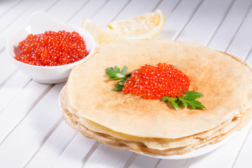 pancakes with caviar