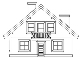 Vector sketch house on the white background. Vector architectural illustration