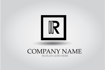 Letter R Square Icon Design Element Template