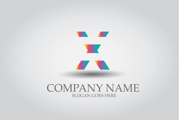 Stripes Letter X Icon Design Element Template